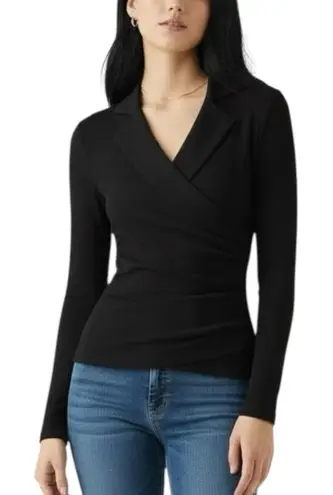 NWT OGL Collared Surplice Top ProWarm Eco Mousse Black Size Medium