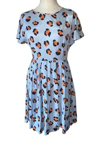 Gorman Printed Dress Short Sleeve Fit and Flare Lightweight Dress Size 8 Blue