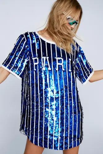 Nasty Gal Sequin Stripe Baseball Dress