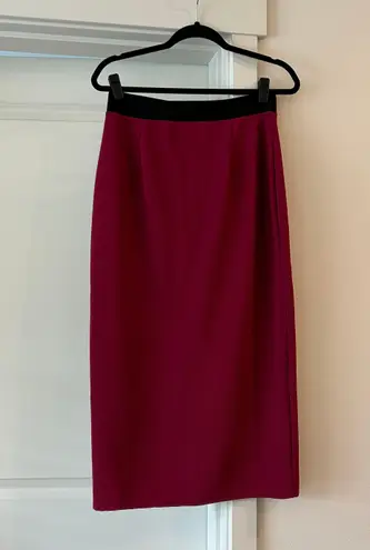 Bebe NWT  extreme zip front midi skirt in burgundy black ribbed