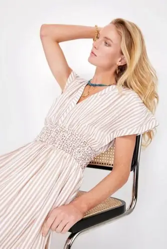 ๐MIRTH๐ Granada Dress ~ Bronze Stripe Print Medium Tan