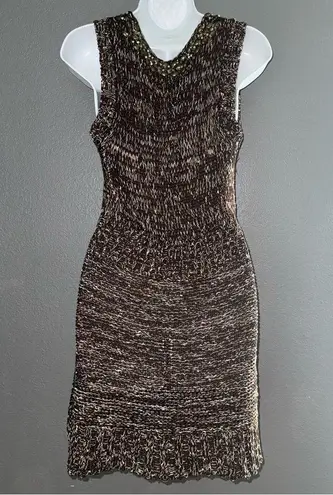 BCBGMAXAZRIA Brown Crochet Vacaton Resort wear Mini Dress Womens Medium - Large