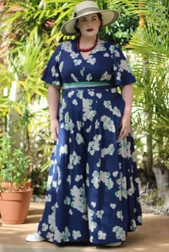 Eshakti Wayward Fancies x Plunge Floral Wide Leg Jumpsuit