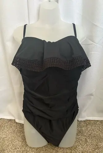 Kona Sol XL Black strapless one piece swimsuit with high coverage for butt 0391