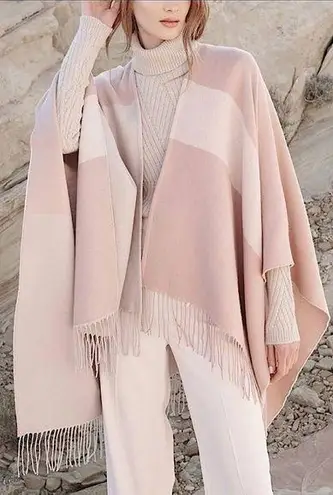 SOIA & KYO Pale Pink Cream Woven Scarfigan Scarf Cardigan Wrap w/Fringe Detail