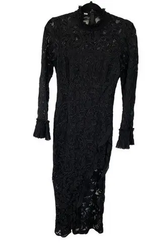 Alexis  Fala Lace Long-Sleeve Front-Slit Cocktail Dress