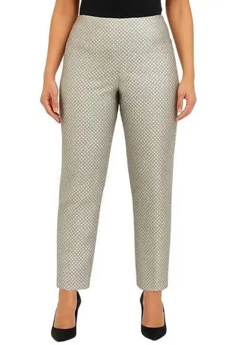 Jones New York Silk Cream Geometric Satin Trousers Silk Dress Pants Size 6 28" Black