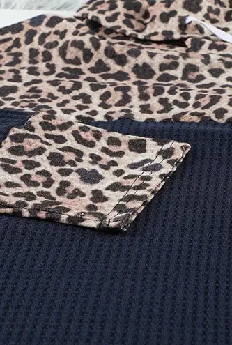 BLACK BROWN LEOPARD PRINT COLOR BLOCK COWL NECK SWEATER SIZE 2X