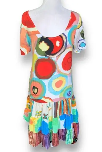 Jams World Jam’s World Hattie Dress Multicolor Abstract Print Short Sleeve Scoopneck Mini