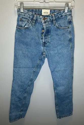 Sézane Sezane Women's Tapered Leg Blue Denim Button Fly Jeans Size 23