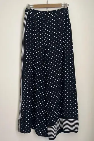 Stella McCartney Monochrome Polka Dotted Silk Wide Leg Pants Size 42 US 8
