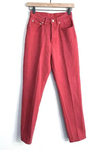 Jordache Vintage 100% Cotton Rare Red Hi Rise Wedgie Western Jeans Sz 7/8 23”