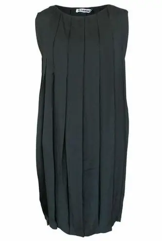 Jil Sander New Womens 8 10 NWT Dress 40 Designer Black Pleated Dress Silk Italy