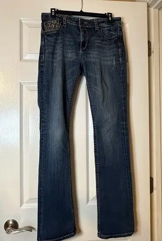 GRACE IN LA Boot Cut Women's  Jeans with bead work on pockets in great condition