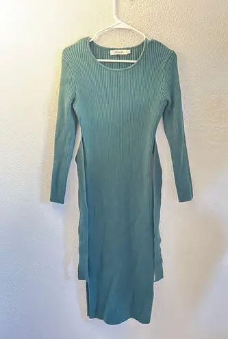 Caracilia Dark Green Long Sleeve Sweater Dress Size Large