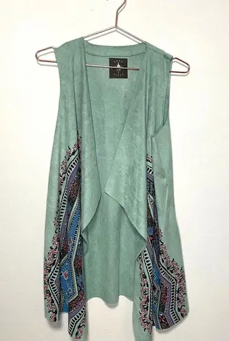 Boho Vixen Vest Faux Suede Embellished Sage Size S