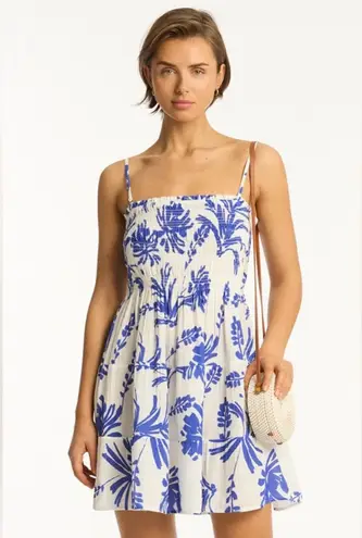 Blue and White Smocked Mini Sundress Resort Wear Size undefined