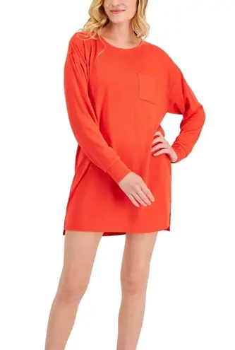 NWT Jenni Cozy Soft Sleepshirt Womens M Orange Ribbed Long Sleeve Lounge Hygge Red Size M