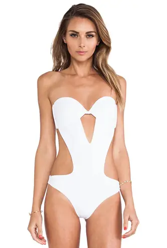 Mikoh NWOT White Cut Out One Piece Bikini M