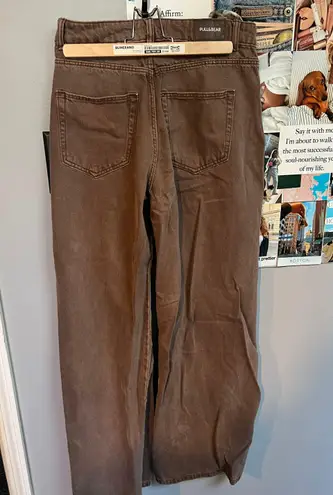 Pull & Bear  Dad Straight Leg Jeans In Brown