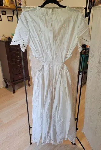RTR sz 8 white self portrait broderie scallop midi cut out dress crochet cottage