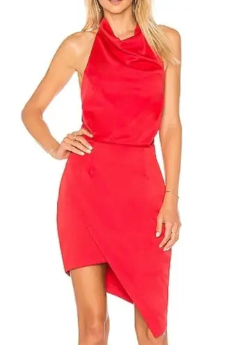 Elliatt NWT X Revolve Camo Asymmetric Satin Cocktail Dress Red Size Medium