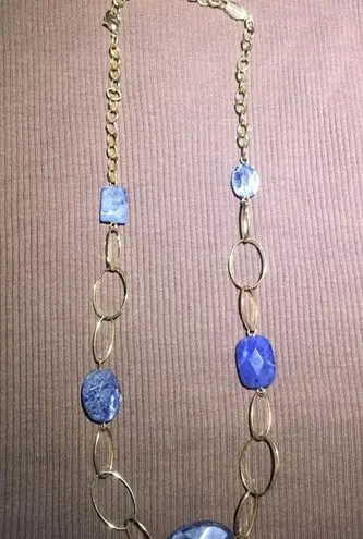Women's Gold Tone And Blue Bead Necklace A V Max a.v. Max