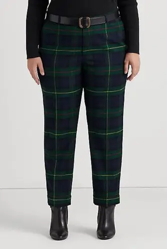 Ralph Lauren Lauren  Woman Plaid Wool-Blend Twill Ankle‎ Pant