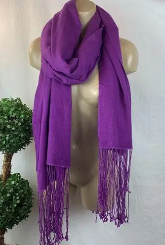Pashmina  Purple Tassel Rectangular Scarf