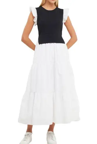 English Factory Mixed Media Sleeveless Maxi Dress