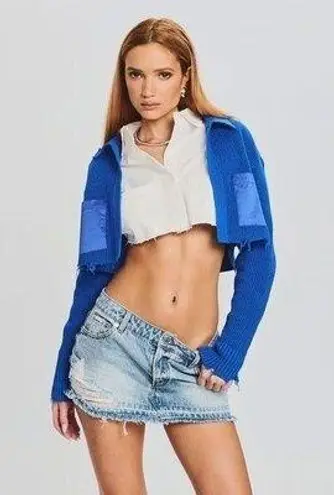 SER.O.YA Evelyn Cropped Knit Jacket in Royal Blue size XS