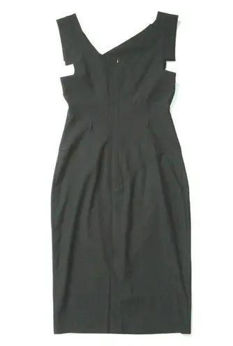 Black Halo NWT Jackie in Black Cap Sleeve Tailored Sheath Dress 10 $375 No Belt