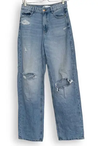 ZARA Distressed Wide Leg Jeans