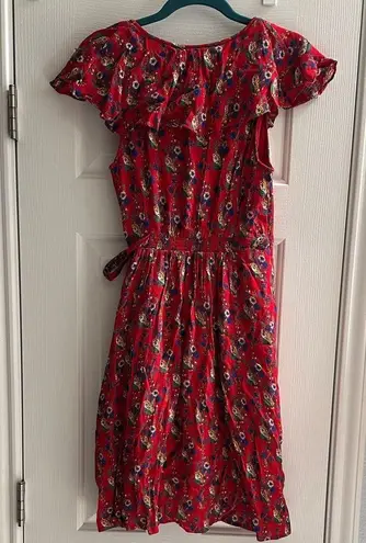 Maeve Anthropologie Rosalia Wrap Dress Floral Ruffled V-Neck Sundress Size 6