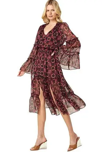 MISA Los Angeles NWT Celeste Shibori Prism Multicolor Midi Dress Size XS