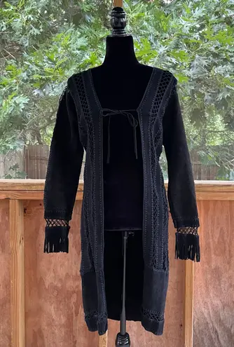 Misdemeanor Women's Vintage Black Suede Blend Open Cardigan Size M Size M