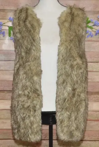 Signature Studio Ladies Brown Faux Fur Open Front Sweater Vest Jacket Size L