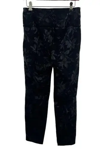 Soft Surroundings Ponte Floral Pull-On Straight Leg Black Pants Leggings Medium