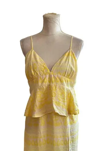 Future Collective Babydoll Yellow Maxi Dress Adjustable Straps & Ruffle Details Size 16
