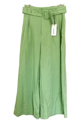 Stradivarius Asos Green Mid Rise Belted Wide Leg Slacks Size Medium