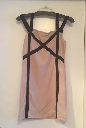 Sexy nude/black bandage dress with double straps. Size M