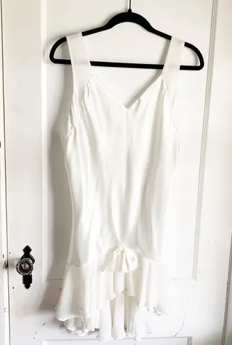 Vintage Val Mode Lingerie Sexy Silky Slip Dress Sheer Ruffle Detail Bow Wedding Size L