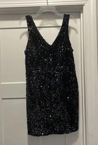 Crystal Doll Size 15 Amber Black Multicolor Sequin Tank Mini Dress Stretchy Hoco