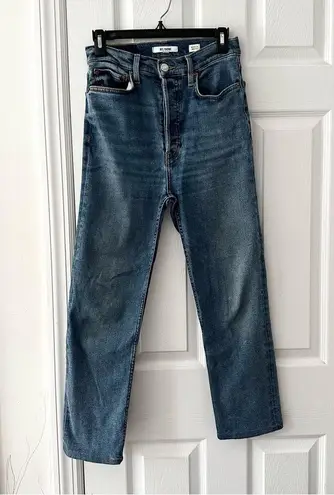 RE/DONE  The 70s Ultra High Rise Stove Pipe Denim Jeans 27 Medium 3 Blue Wash