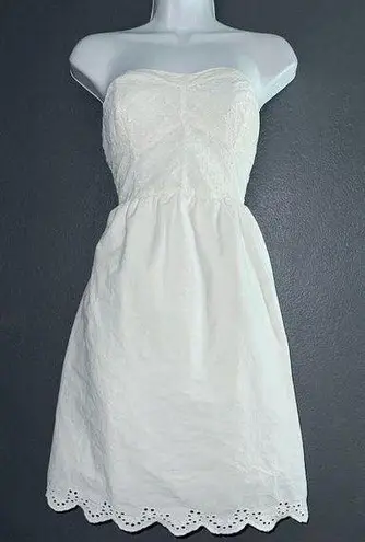 Xhilaration ivory White Eyelet Strapless Mini Sundress Dress Womens Large