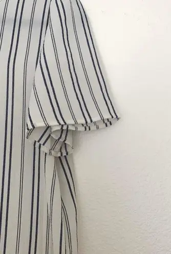 The Outfit Grey And White Striped Lightweight Blouse