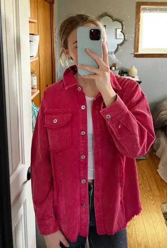 Boutique Corduroy Flannel Jacket Pink Size M