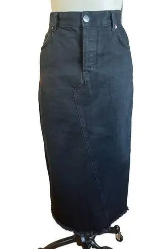 RAEY Split Back Black Denim Straight Maxi Skirt UK Size 12/ US 8