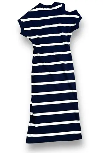 Tanya Taylor Charlie Striped Knit Midi Dress Size XS cold shoulder navy white