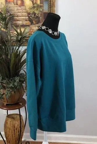 Mondetta Lady Scuba Sweatshirt Long Sleeves Large Crew Neck Verdigris Color